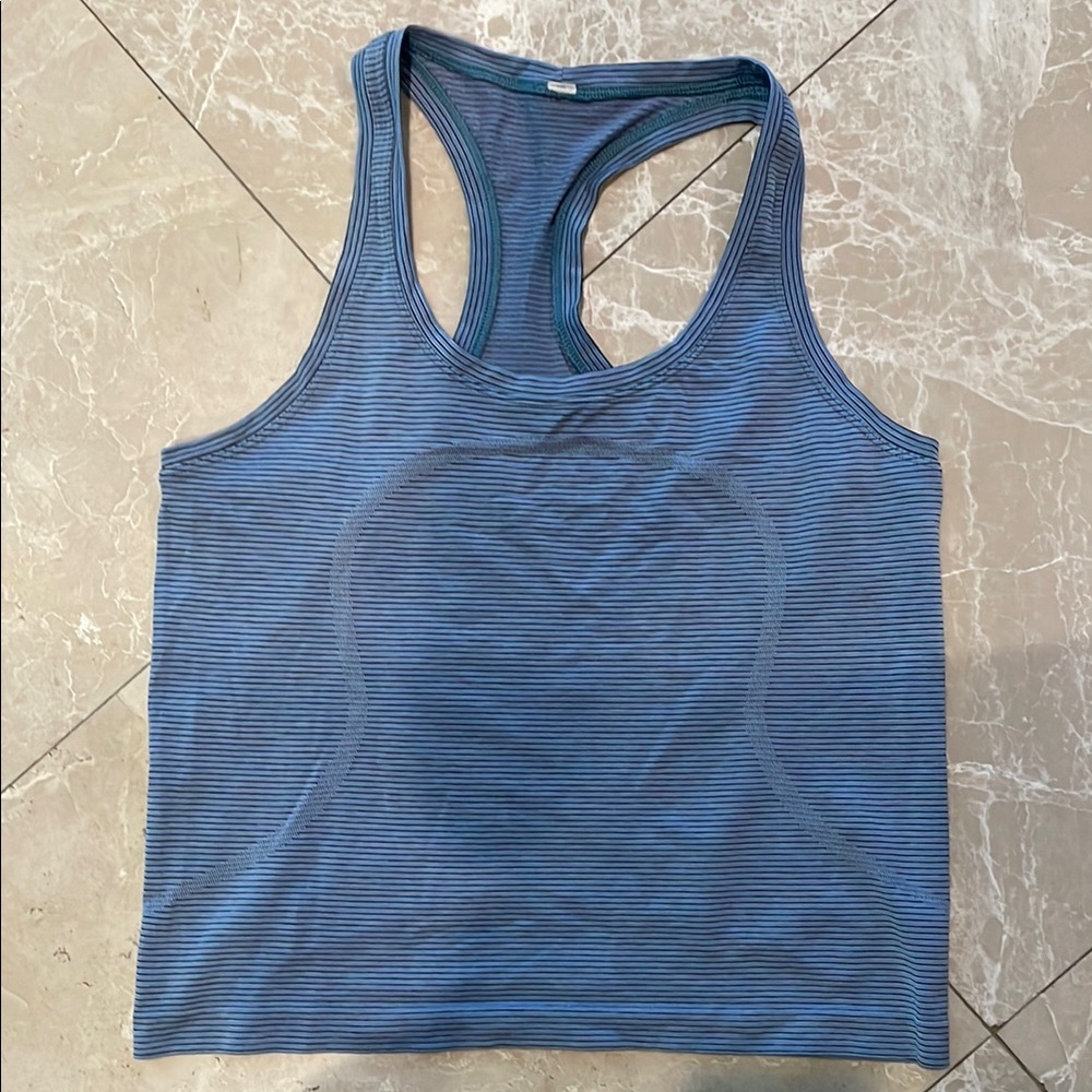 Blue Striped Racerback Tank Top
